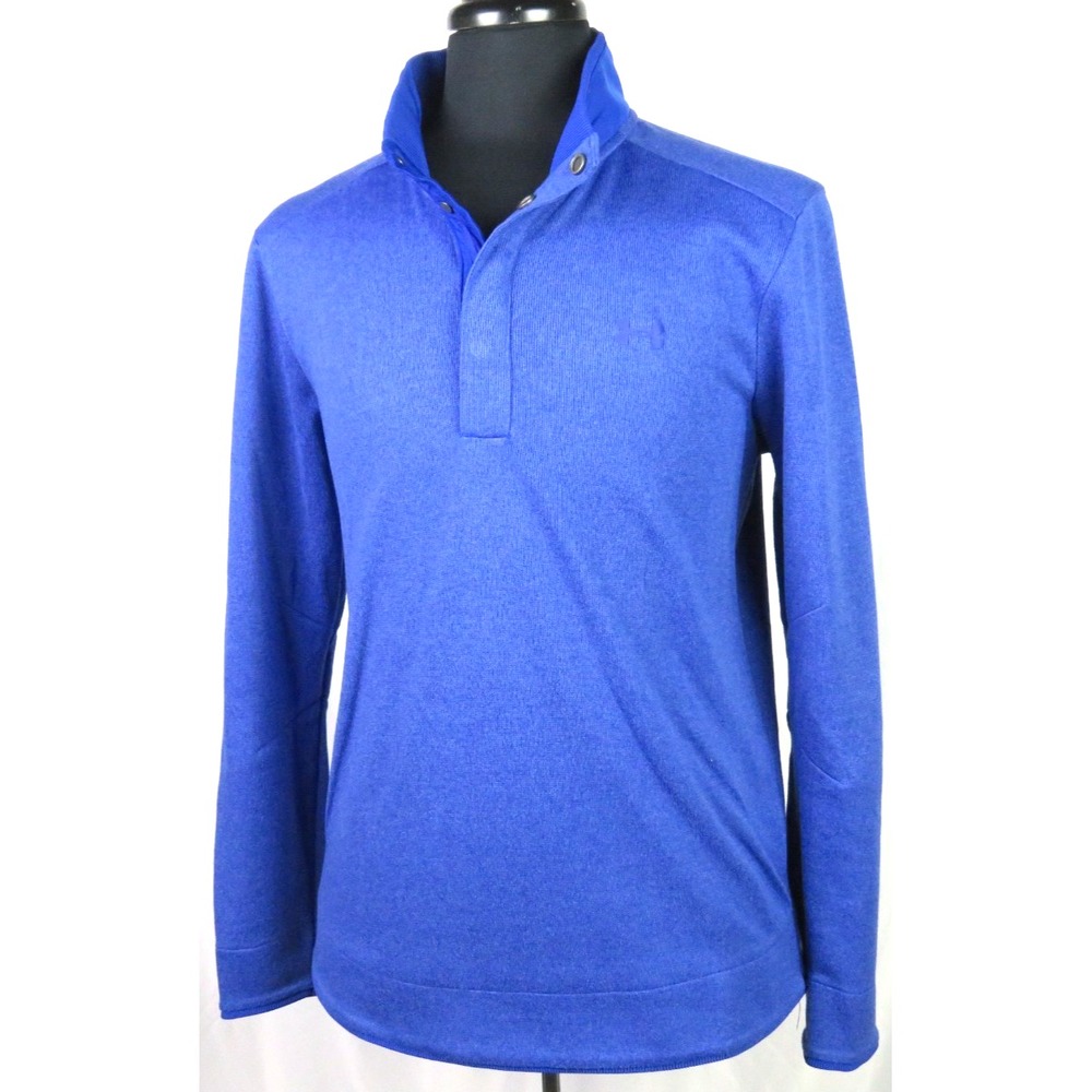 Under Armour Cold Gear GOLF Blue Knit Collared Snap Athletic Jacket Men's Large - Picture 3 of 7